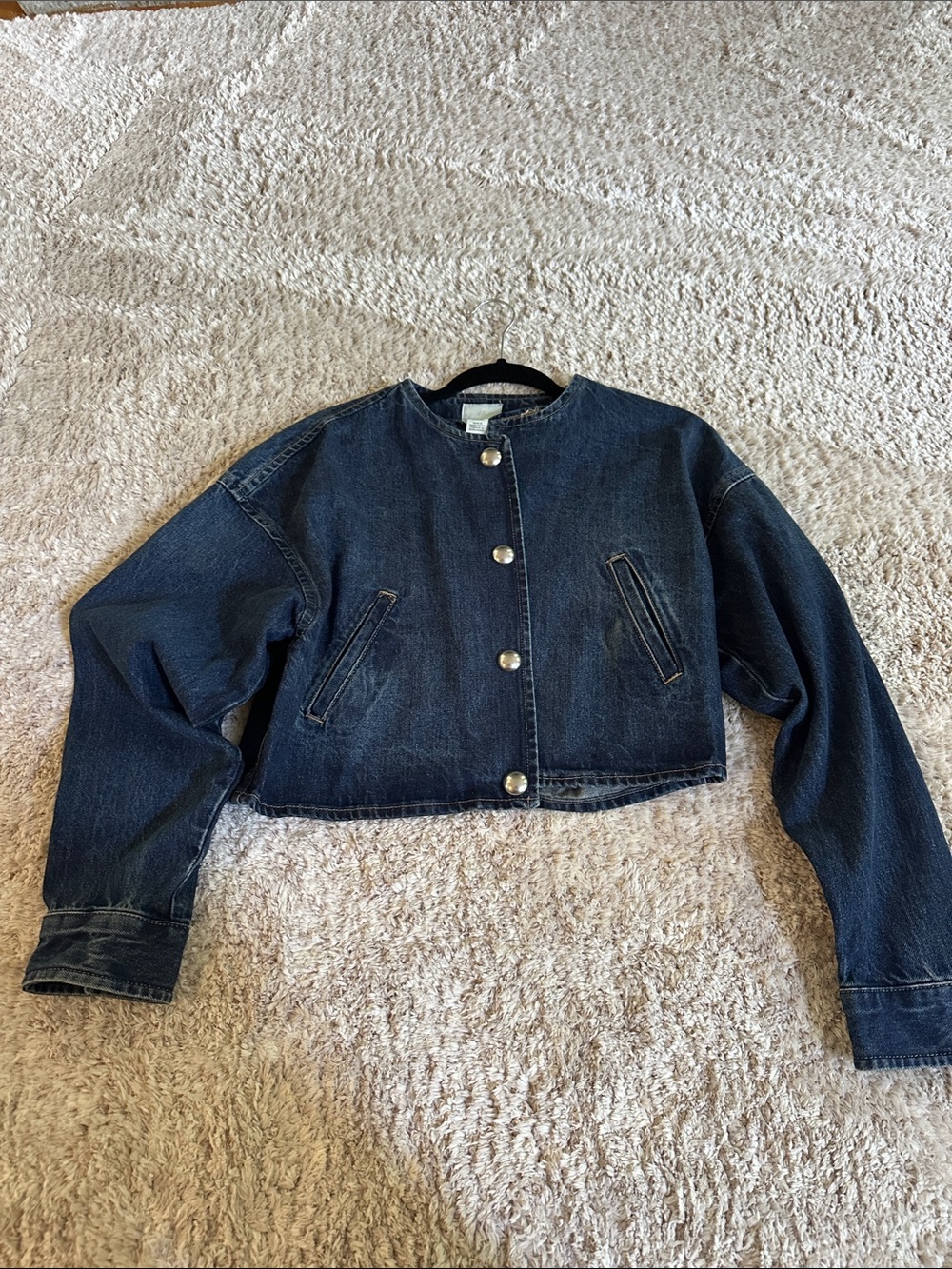 H&M Dark Blue Cropped Denim Jacket